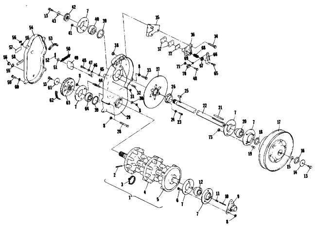 Parts Diagram for Arctic Cat 1978 EL TIGRE' 6000 L/C SNOWMOBILE DRIVE TRAIN