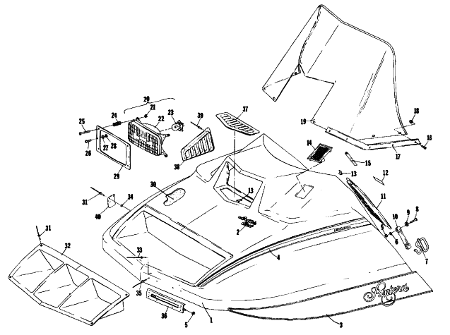 Parts Diagram for Arctic Cat 1978 PANTERA F/C SNOWMOBILE HOOD