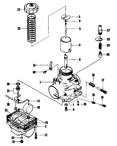 Parts Diagram for Arctic Cat 1978 PANTERA F/A SNOWMOBILE CARBURETOR