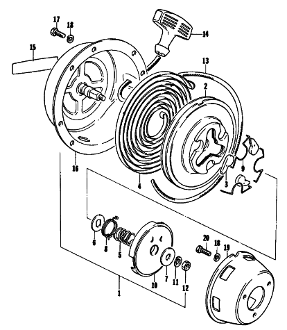 Parts Diagram for Arctic Cat 1978 PANTERA F/A SNOWMOBILE RECOIL STARTER