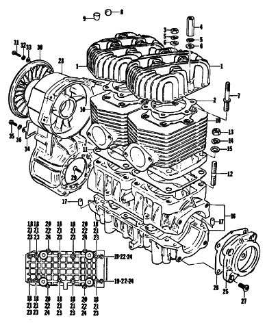 Parts Diagram for Arctic Cat 1978 PANTERA F/C SNOWMOBILE CRANKCASE AND CYLINDER