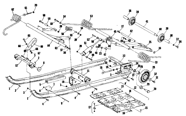 Parts Diagram for Arctic Cat 1978 PANTERA F/C SNOWMOBILE UNDERCARRIAGE AND TRACK