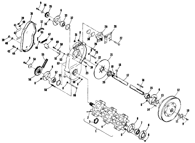 Parts Diagram for Arctic Cat 1978 PANTERA F/A SNOWMOBILE DRIVE TRAIN