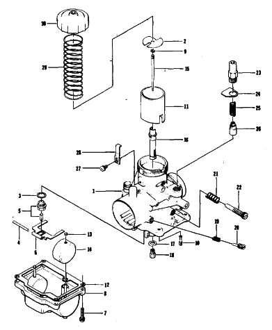 Parts Diagram for Arctic Cat 1979 LYNX SINGLE SNOWMOBILE CARBURETOR