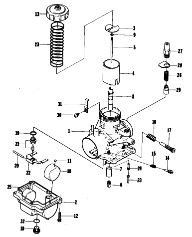 Parts Diagram for Arctic Cat 1979 PANTHER SNOWMOBILE CARBURETOR