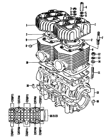 Parts Diagram for Arctic Cat 1979 PANTHER SNOWMOBILE CRANKCASE AND CYLINDER