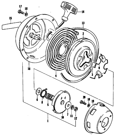 Parts Diagram for Arctic Cat 1979 PANTHER SNOWMOBILE RECOIL STARTER