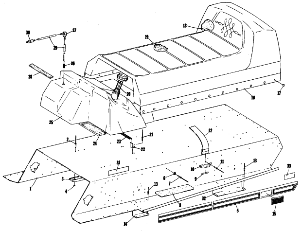 Parts Diagram for Arctic Cat 1979 PANTHER SNOWMOBILE TUNNEL, GAS TANK AND SEAT