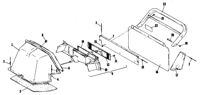 Parts Diagram for Arctic Cat 1979 PANTHER SNOWMOBILE REAR SHROUD AND BUMPER