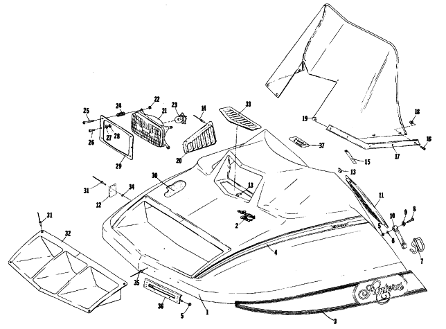 Parts Diagram for Arctic Cat 1979 PANTERA SNOWMOBILE HOOD