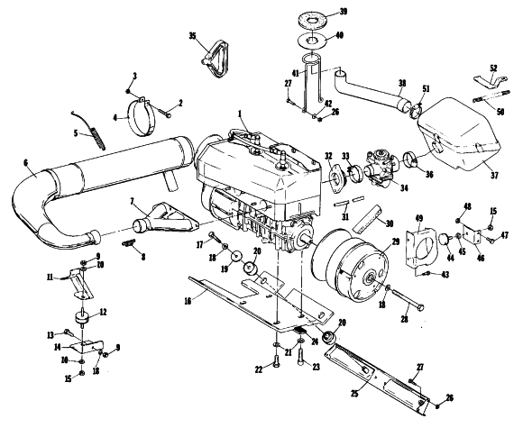 Parts Diagram for Arctic Cat 1979 PANTERA SNOWMOBILE ENGINE AND RELATED PARTS