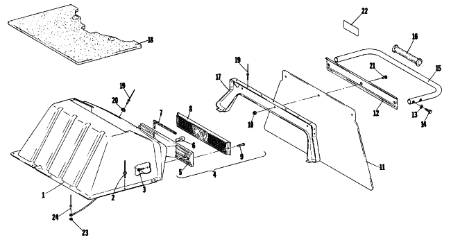 Parts Diagram for Arctic Cat 1979 EL TIGRE L/C SNOWMOBILE TOOLBOX AND REAR BUMPER