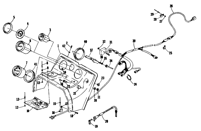 Parts Diagram for Arctic Cat 1979 EL TIGRE L/C SNOWMOBILE CONSOLE AND WIRING
