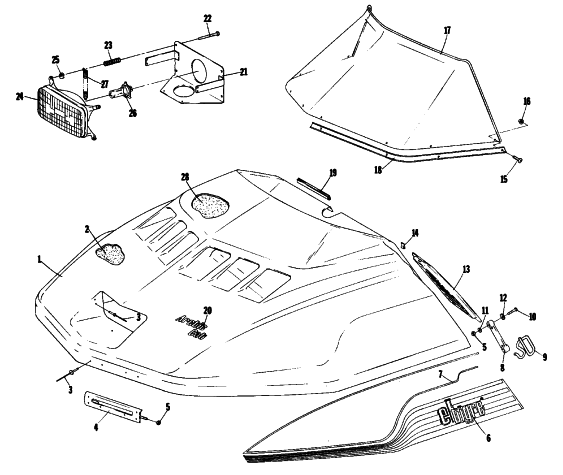Parts Diagram for Arctic Cat 1979 EL TIGRE L/C SNOWMOBILE HOOD
