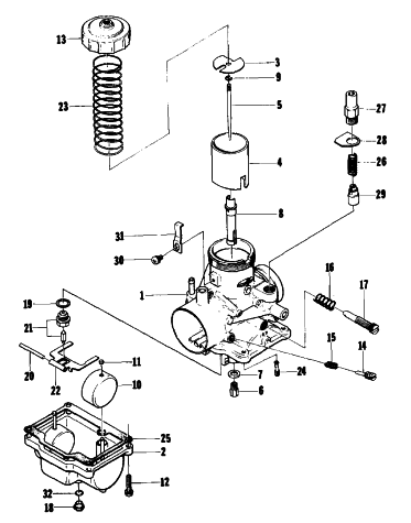 Parts Diagram for Arctic Cat 1978 EL TIGRE' 5000 F/A SNOWMOBILE CARBURETOR