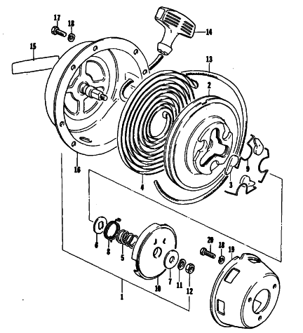 Parts Diagram for Arctic Cat 1979 EL TIGRE L/C SNOWMOBILE RECOIL STARTER