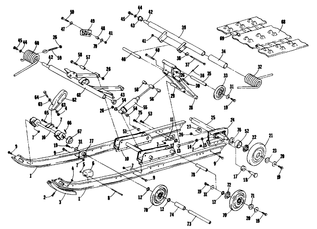 Parts Diagram for Arctic Cat 1979 EL TIGRE L/C SNOWMOBILE UNDERCARRIAGE AND TRACK