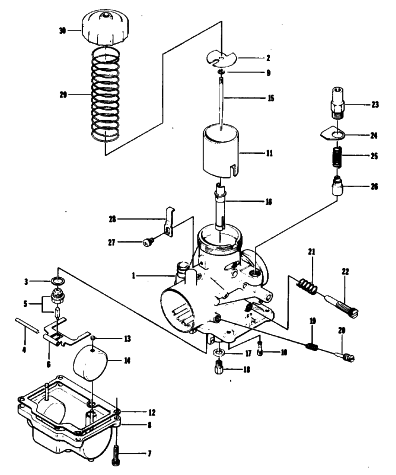 Parts Diagram for Arctic Cat 1978 JAG 3000 SNOWMOBILE CARBURETOR