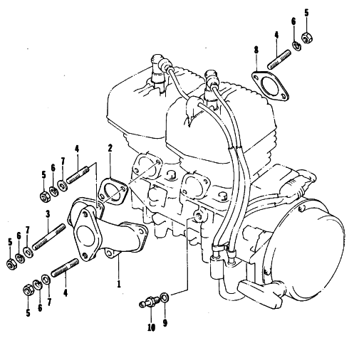Parts Diagram for Arctic Cat 1978 JAG 2000 SNOWMOBILE INTAKE MANIFOLD