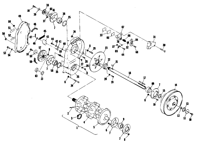 Parts Diagram for Arctic Cat 1979 JAG 2000 F/A SNOWMOBILE DRIVE TRAIN