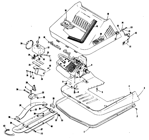 Parts Diagram for Arctic Cat 1979 KITTY CAT SNOWMOBILE SKI, HOOD AND BELLY PAN