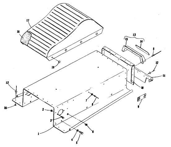 Parts Diagram for Arctic Cat 1979 KITTY CAT SNOWMOBILE SEAT AND TUNNEL
