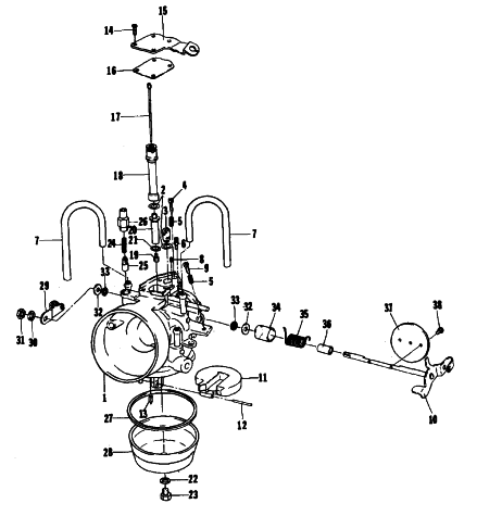 Parts Diagram for Arctic Cat 1979 TRAIL CAT SNOWMOBILE CARBURETOR