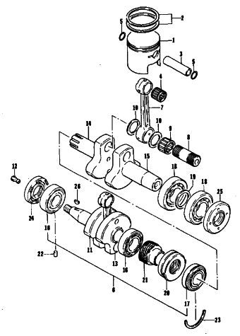 Parts Diagram for Arctic Cat 1979 TRAIL CAT SNOWMOBILE PISTON AND CRANKSHAFT