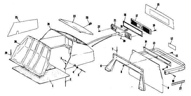 Parts Diagram for Arctic Cat 1979 TRAIL CAT SNOWMOBILE TAILLIGHT, TOOLBOX, REAR BUMPER