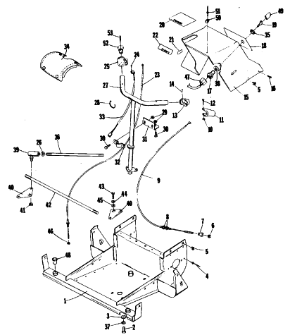 Parts Diagram for Arctic Cat 1980 KITTY CAT SNOWMOBILE STEERING, FRONT FRAME, AND CONSOLE