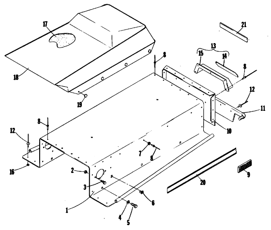 Parts Diagram for Arctic Cat 1980 KITTY CAT SNOWMOBILE SEAT AND TUNNEL