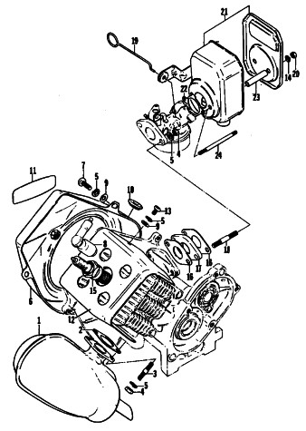 Parts Diagram for Arctic Cat 1980 KITTY CAT SNOWMOBILE MUFFLER, COWLING AND SILENCER