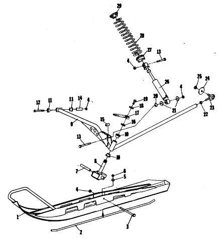 Parts Diagram for Arctic Cat 1980 TRAIL CAT 3000 SNOWMOBILE SKI AND FRONT SUSPENSION