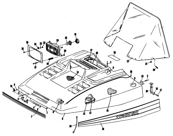 Parts Diagram for Arctic Cat 1980 TRAIL CAT 4000 SNOWMOBILE HOOD