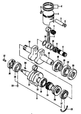 Parts Diagram for Arctic Cat 1980 TRAIL CAT 3000 SNOWMOBILE PISTON AND CRANKSHAFT