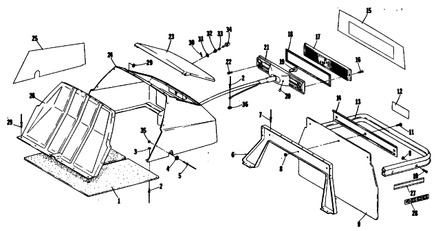 Parts Diagram for Arctic Cat 1980 TRAIL CAT 3000 SNOWMOBILE TAILLIGHT, TOOLBOX, REAR BUMPER