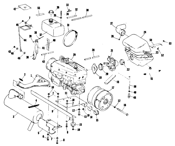 Parts Diagram for Arctic Cat 1980 JAG 3000 F/C SNOWMOBILE ENGINE AND RELATED PARTS