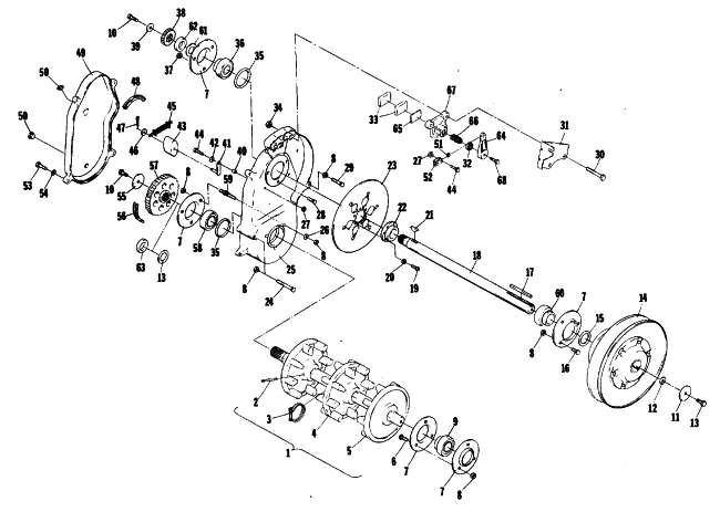 Parts Diagram for Arctic Cat 1980 JAG 2000 F/A SNOWMOBILE DRIVE TRAIN