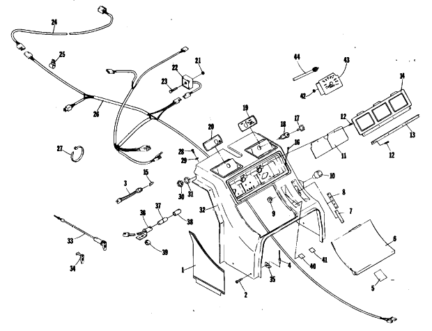 Parts Diagram for Arctic Cat 1980 PANTHER SNOWMOBILE CONSOLE AND WIRING