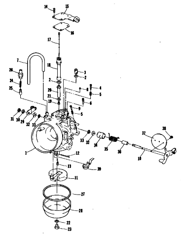 Parts Diagram for Arctic Cat 1980 PANTHER SNOWMOBILE CARBURETOR