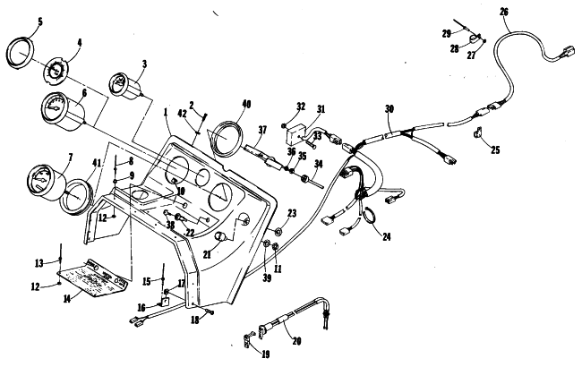 Parts Diagram for Arctic Cat 1980 EL TIGRE F/A SNOWMOBILE CONSOLE AND WIRING