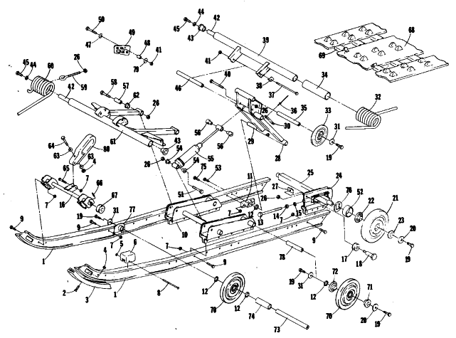 Parts Diagram for Arctic Cat 1980 EL TIGRE L/C SNOWMOBILE UNDERCARRIAGE AND TRACK