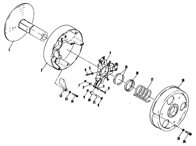 Parts Diagram for Arctic Cat 1981 PANTHER SNOWMOBILE DRIVE CLUTCH