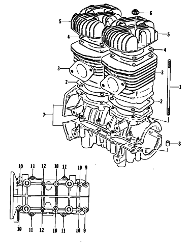 Parts Diagram for Arctic Cat 1981 JAG SNOWMOBILE CRANKCASE AND CYLINDER