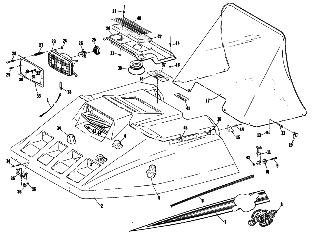 Parts Diagram for Arctic Cat 1981 PANTERA SNOWMOBILE HOOD