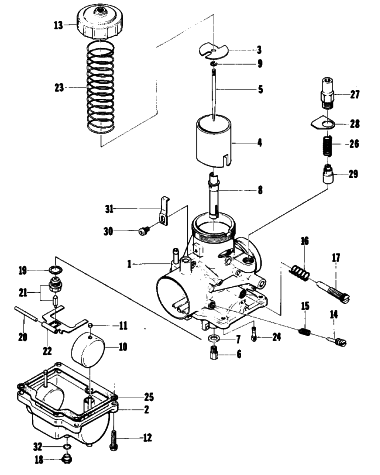 Parts Diagram for Arctic Cat 1981 PANTERA ES SNOWMOBILE CARBURETOR ASSEMBLY