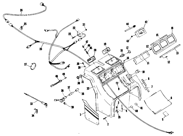 Parts Diagram for Arctic Cat 1981 TRAIL CAT SNOWMOBILE CONSOLE AND WIRING