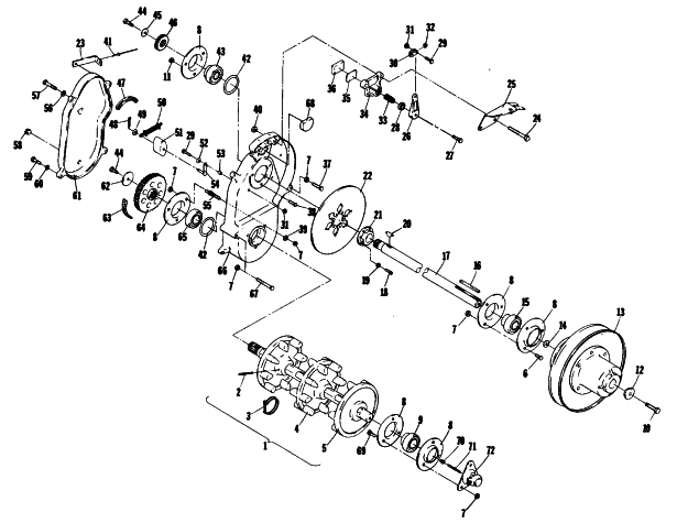 Parts Diagram for Arctic Cat 1981 TRAIL CAT SNOWMOBILE DRIVE TRAIN