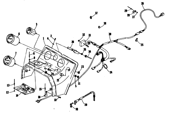 Parts Diagram for Arctic Cat 1981 EL TIGRE F/C SNOWMOBILE CONSOLE AND WIRING