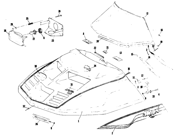Parts Diagram for Arctic Cat 1981 EL TIGRE F/C SNOWMOBILE HOOD